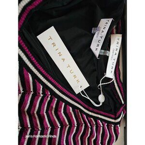 Trina Turk Black and Pink Striped Dress